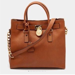 Michael Kors Brown Saffiano Leather Hamilton Tote